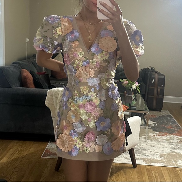 elliatt anthea short-sleeve v-neck floral appliqu mini dress whitneynrife on LTK